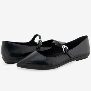 Aerosoles Diva Mary Jane Black Leather Pointed Flats